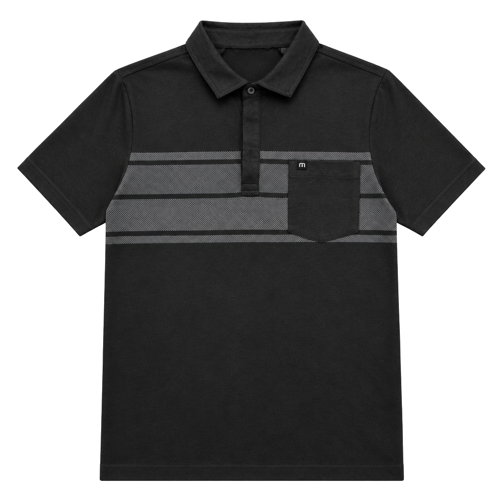 TravisMathew Polo Shirt Size L Black Striped Pocket Golf 1