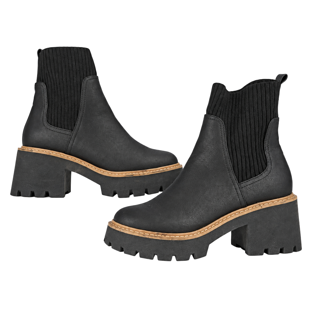 DV Dolce Vita Trooper Size 8.5 Black Lug Sole Ankle Boots 1