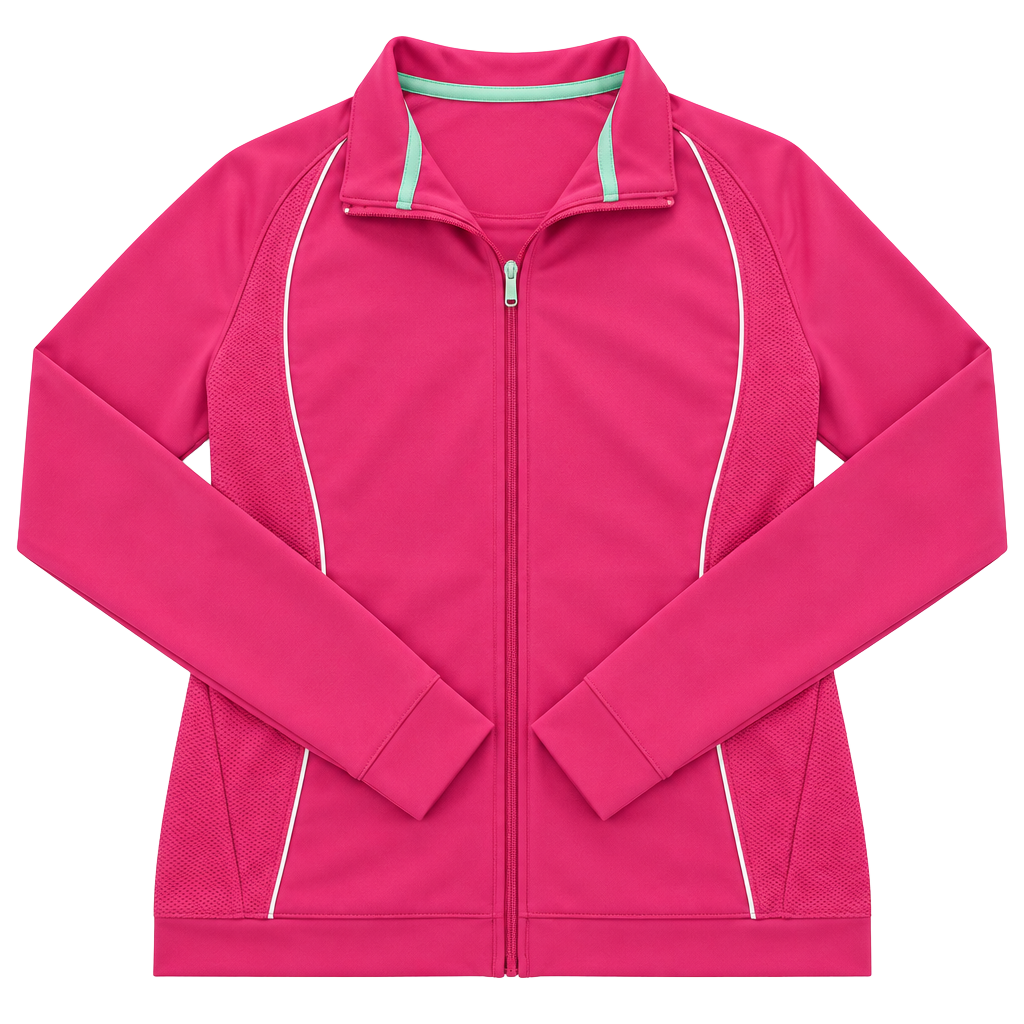 Pebble Beach Full Zip Athletic Jacket Pink White 1