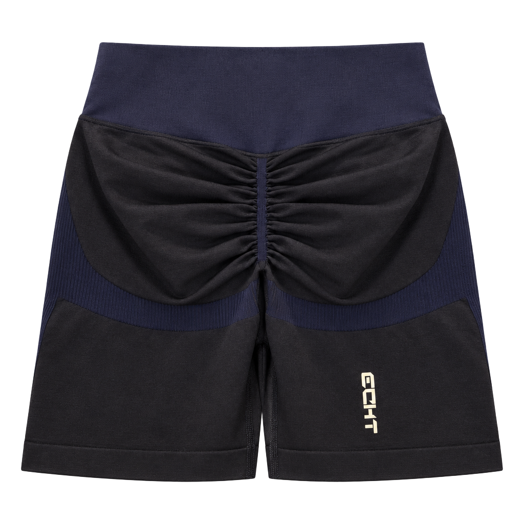 ECHT Arise Scrunch Size X-Large Dark Blue Workout Shorts 1