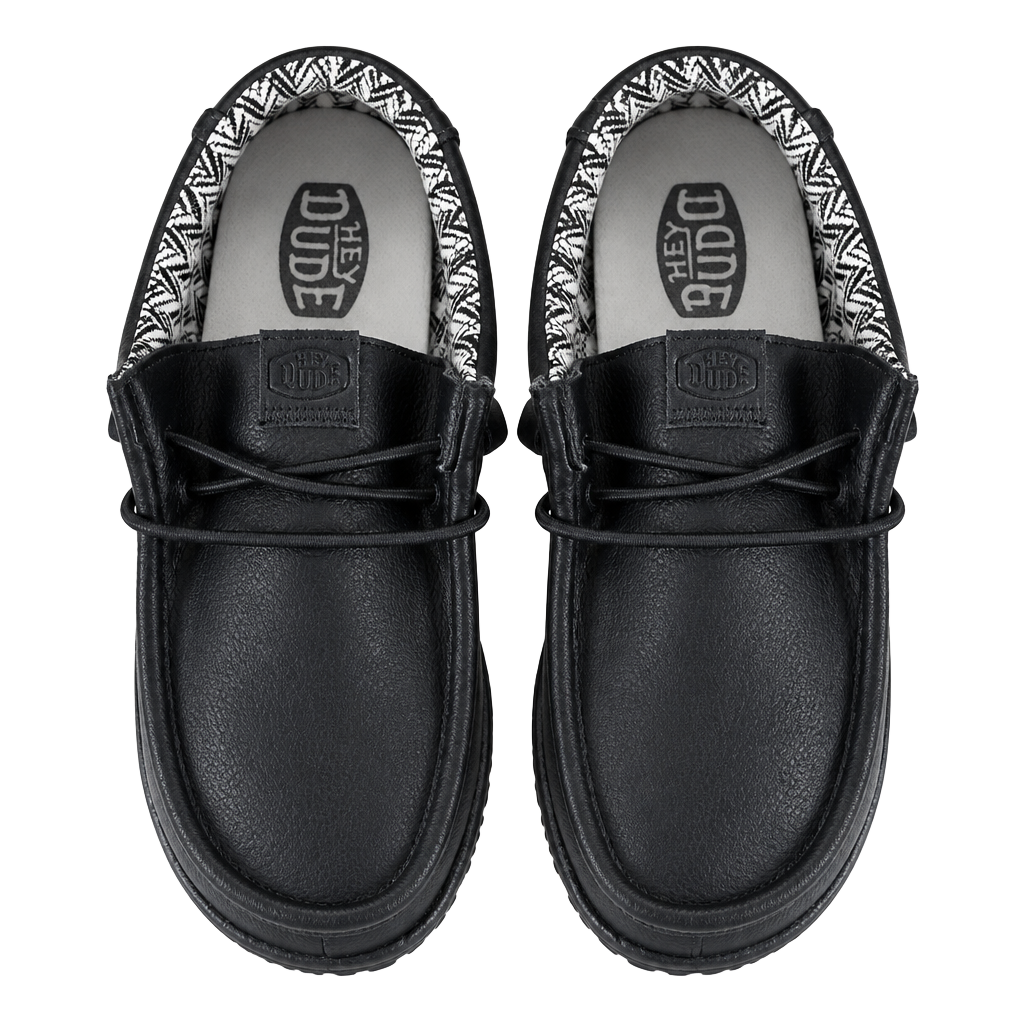 Hey Dude Wally T Classic Toddler Black Leather Shoes Size C9 1