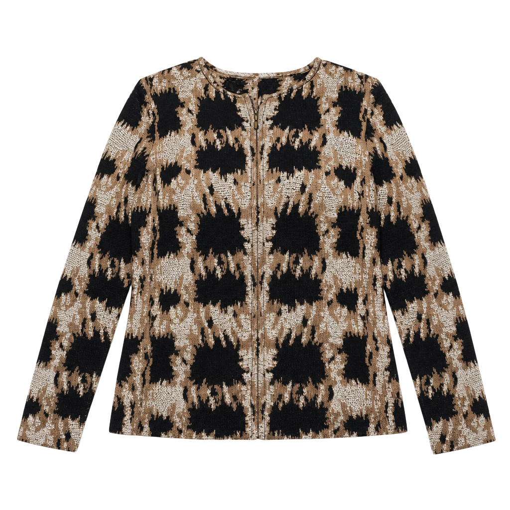 St. John Knits Geometric Jacquard Zip-Front Jacket 1