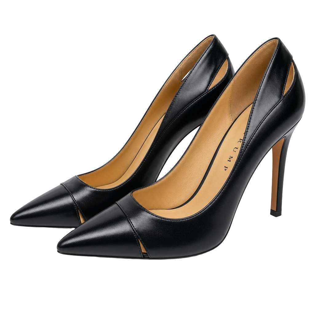 Ivanka Trump Black Leather and Patent Pointed-Toe Stiletto Pumps Size 8.5M 1