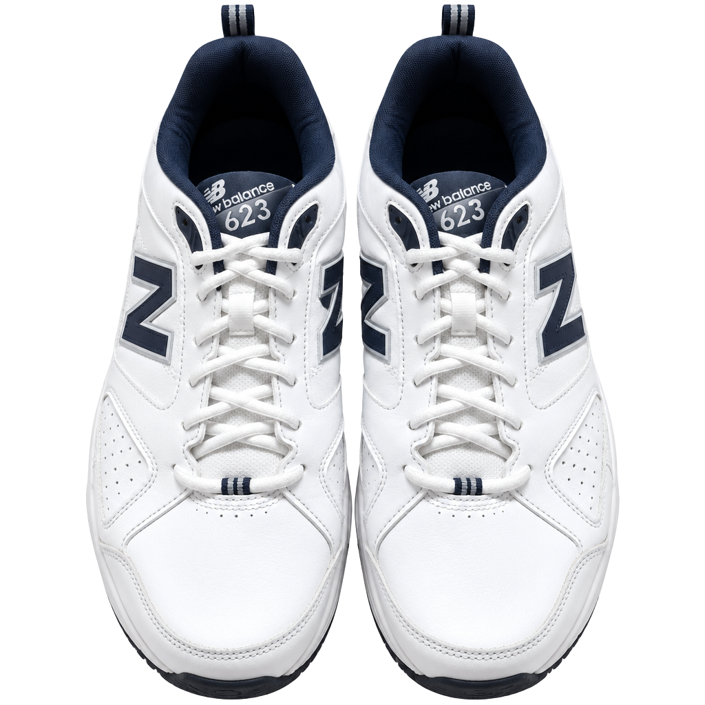 New Balance MX623WN3 Size 16 White Navy Leather Training Shoes 1