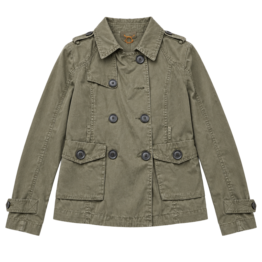 Dollhouse Utility Jacket Size S Green Cotton Military Trench Coat 1