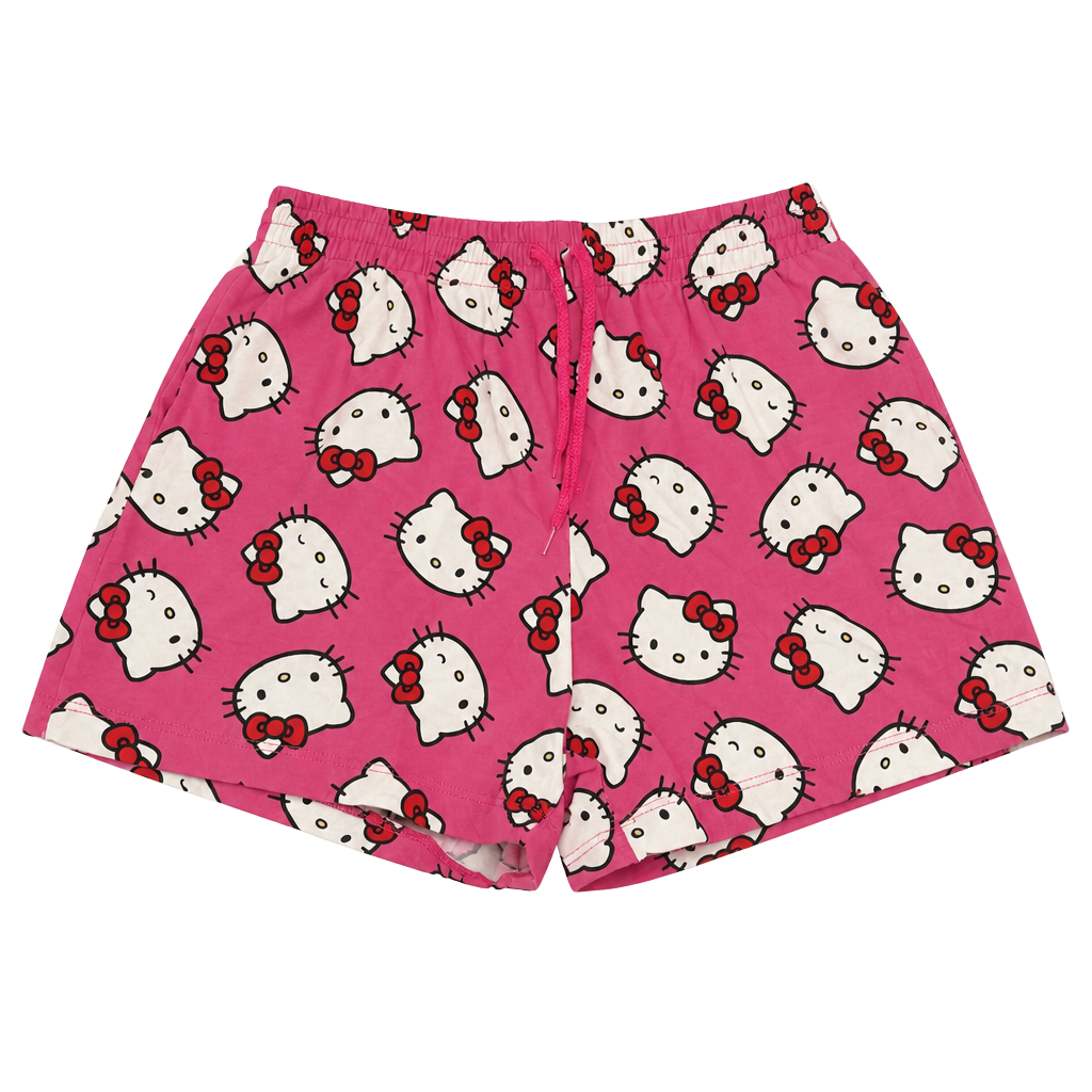 Sanrio Hello Kitty Pink Patterned Drawstring Pajama Shorts 1