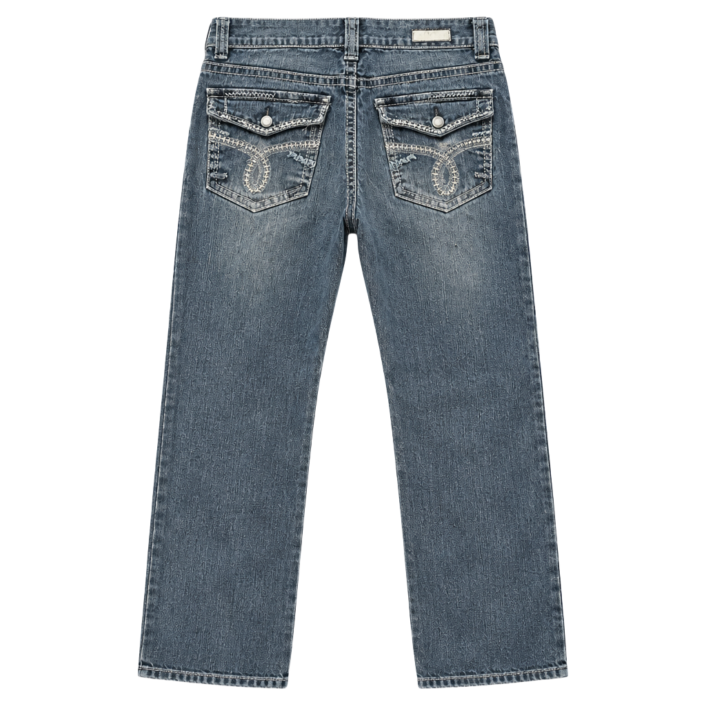 OUT Jeans Flared Bootcut Denim Size 18 Blue Embroidered 1