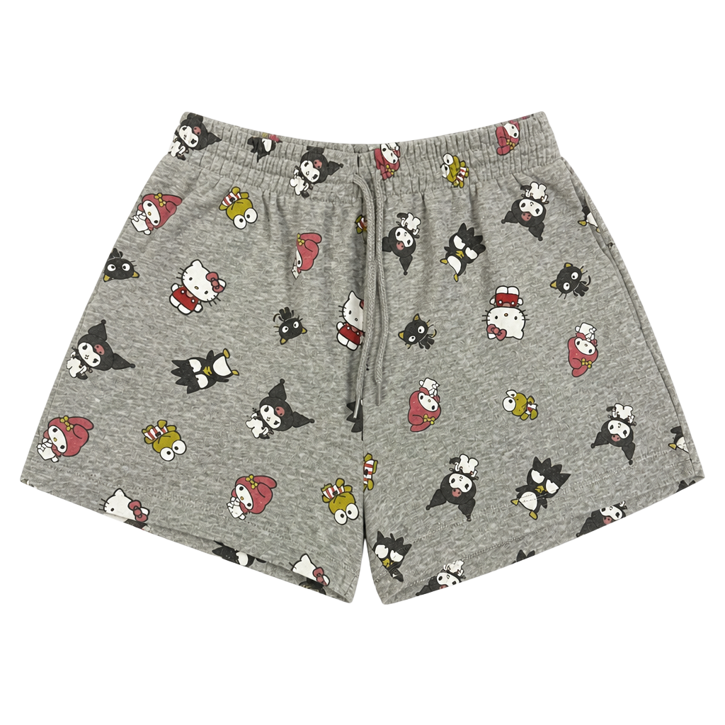 Sanrio Hello Kitty and Friends All-Over Print Gray Sweat Shorts 1