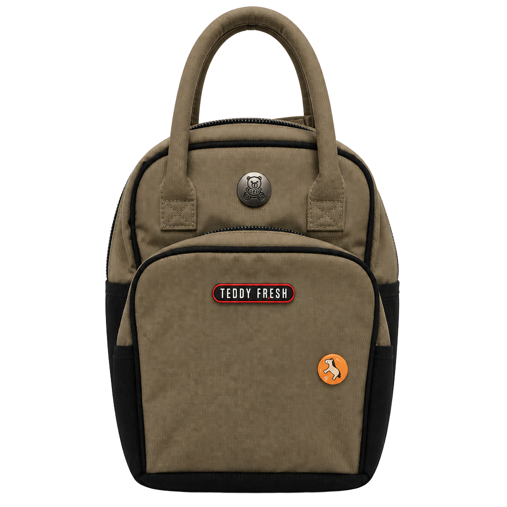 Teddy Fresh Mini Backpack Tan Brown Canvas Convertible Bag 1