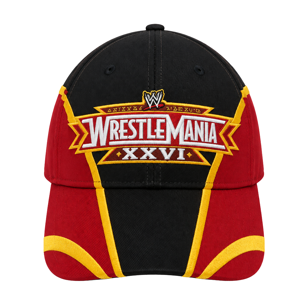 WWE WrestleMania XXVI Hat Arizona 3.28.2010 Black Red Yellow 1