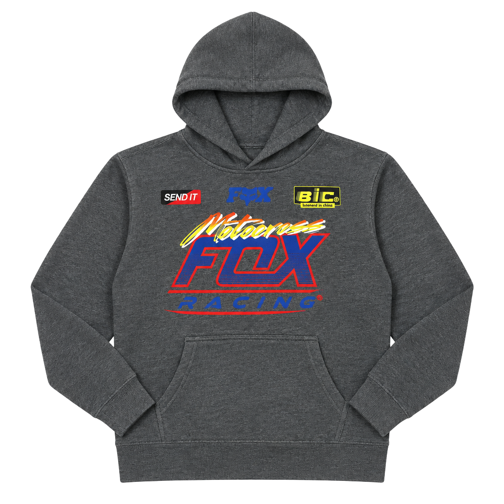 Fox Racing Motocross Graphic Hoodie Size YL Gray Youth Large Pullover 1