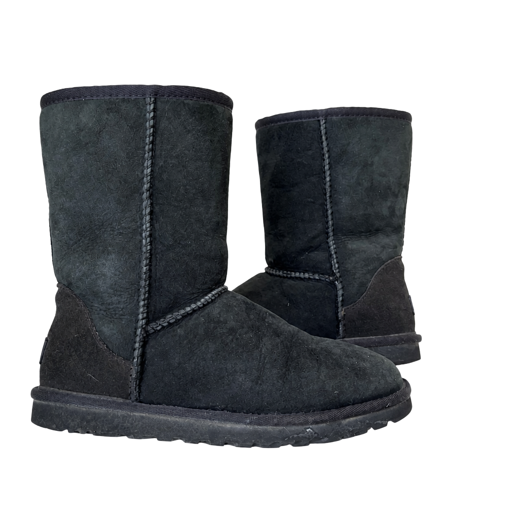 UGG Classic Short II Boots in Black Suede Women’s size 6 1