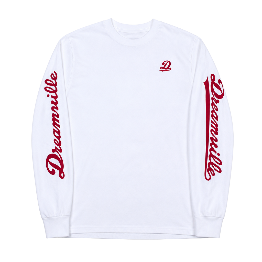 Dreamville Long Sleeve T-Shirt Size S White Red Graphic Logo 1