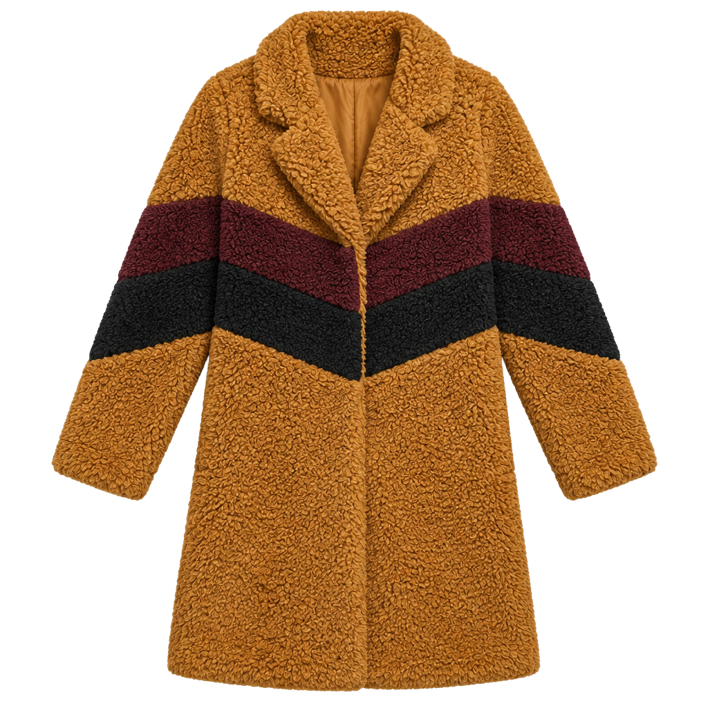 Love Tree Color Block Teddy Coat Size Small Fuzzy Winter Jacket 1