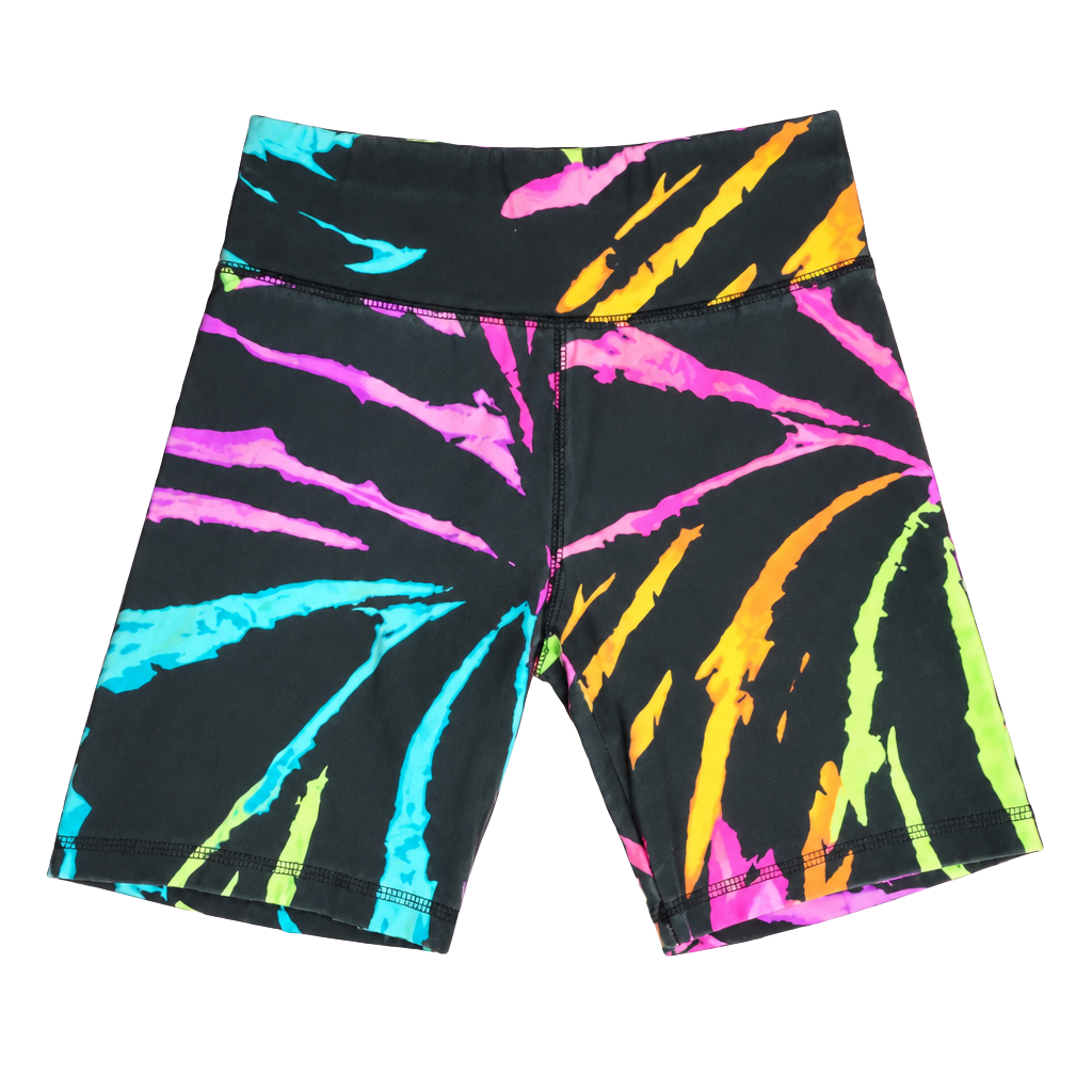 Justice Biker Shorts Size 10 (youth) Black Neon Tie Dye 1