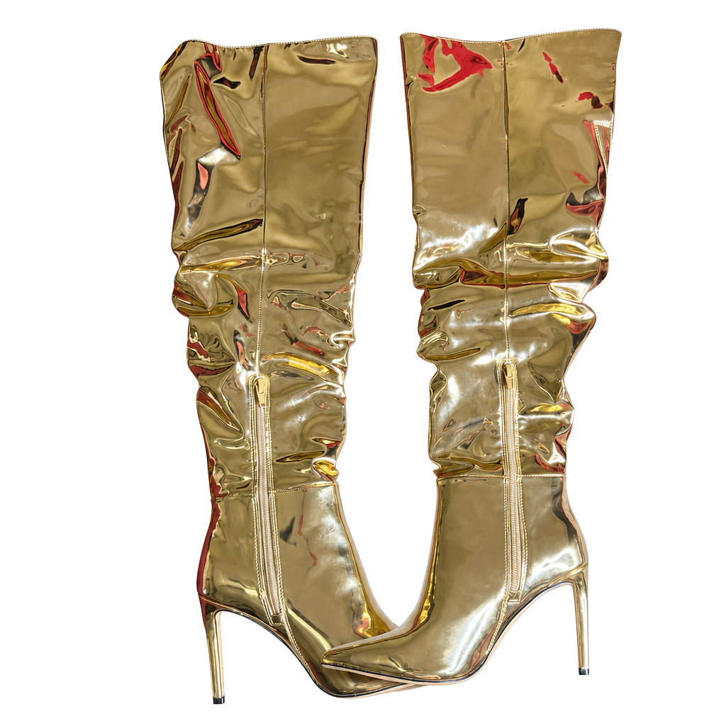 INC International Concepts Iyonna Gold Metallic Slouchy Over-The-Knee Boots 1