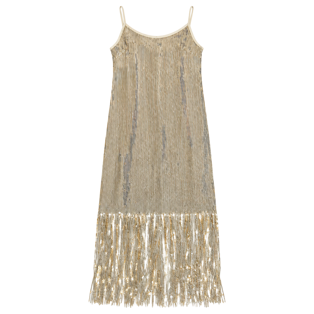Nanette Nanette Lepore Sequin Fringe Dress Size 6 Gold 1