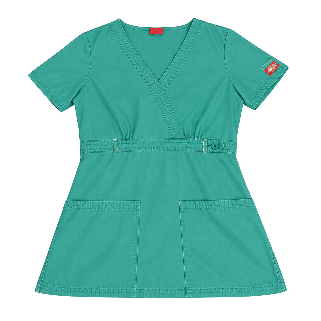 Dickies V-Neck Scrub Top Green 1