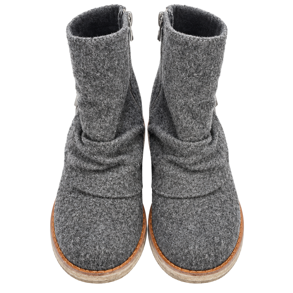 Blowfish Malibu S 7 Felt Ankle Booties Gray Buckles Wedge Heels 1