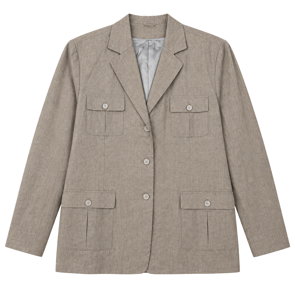 Merona Blazer Size 24W Brown Linen Pocket Jacket 1