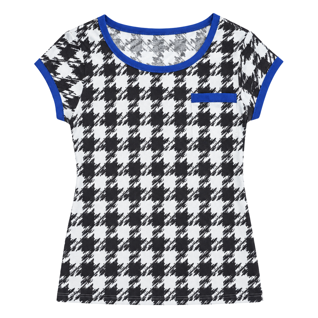 Ny Collection Petite Top Size Petite Black White Houndstooth Blouse 1