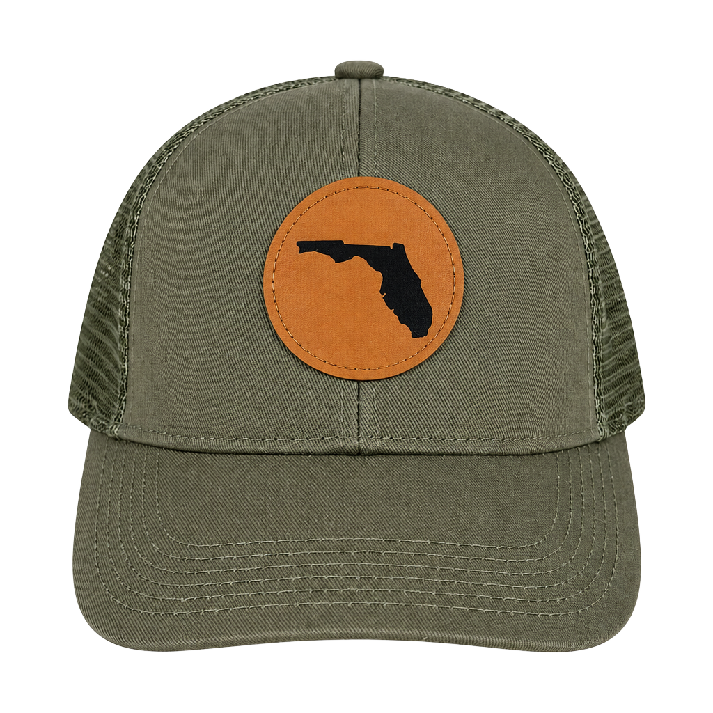Port Authority Florida Map Trucker Hat Green Mesh Patch 1