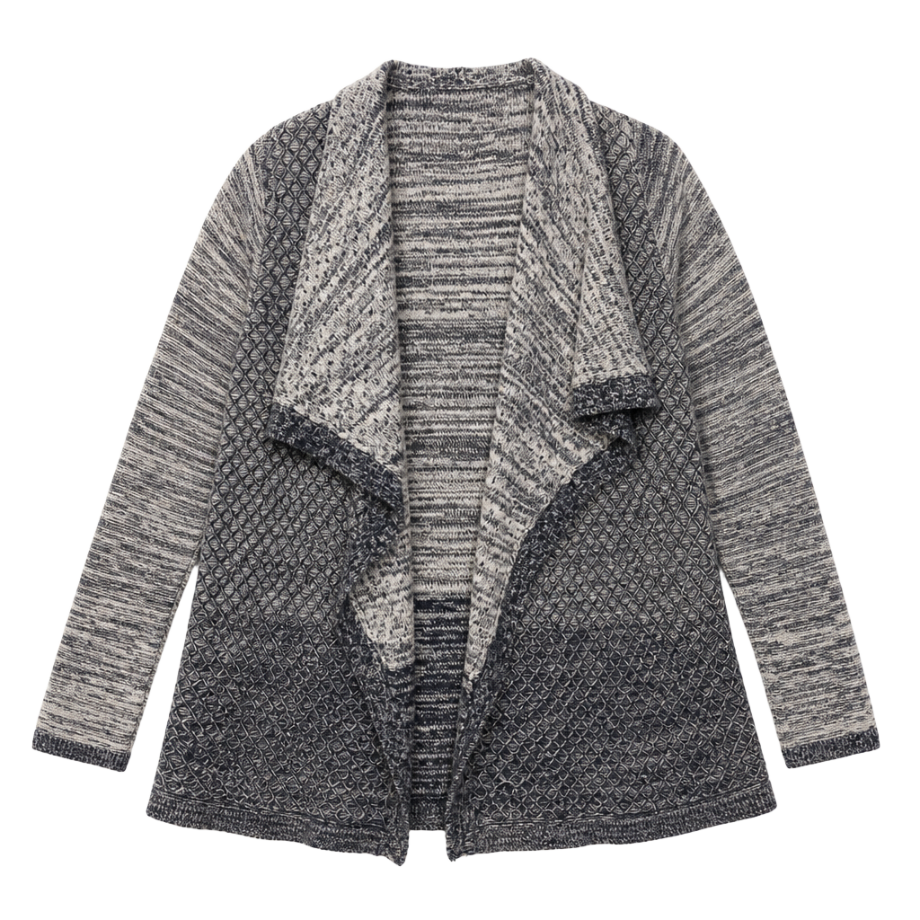 Wrangler XL Blue and White Mixed Knit Open Front Waterfall Cardigan 1