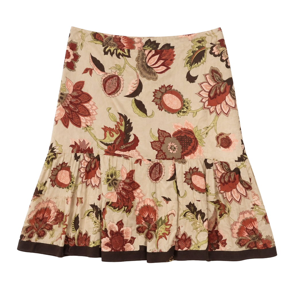 Ann Taylor Floral Print Tiered Cotton Skirt Size 10 1