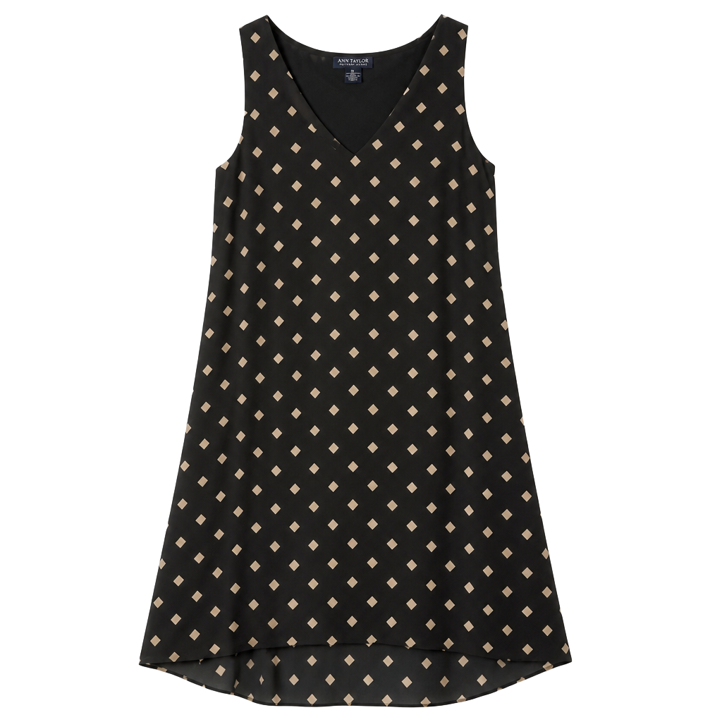 Ann Taylor Factory Store Black Diamond Print Sleeveless Shift Dress NWT 1