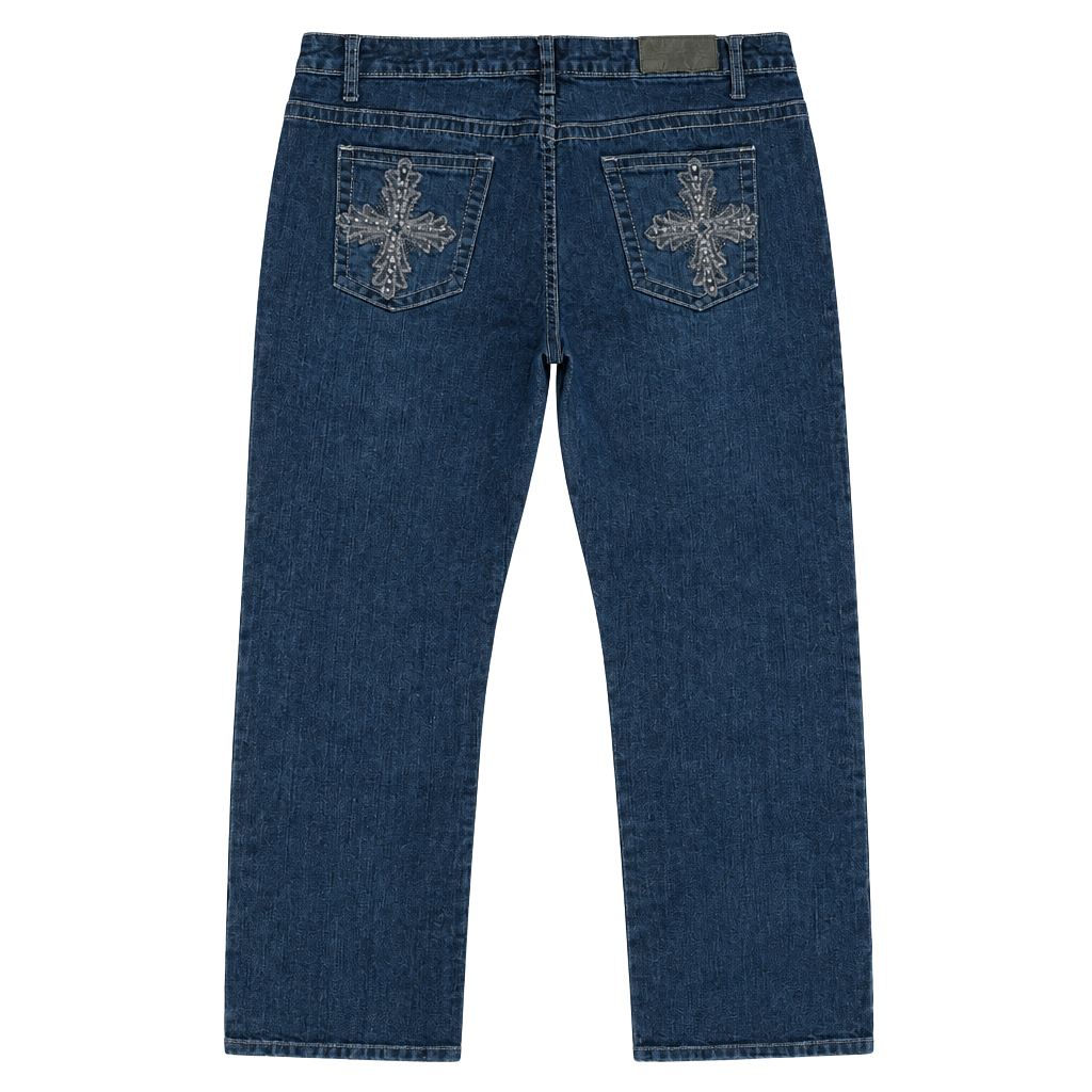 Ms. Firefly Jeans Size 16 Dark Wash Rhinestone Cross Pockets 1