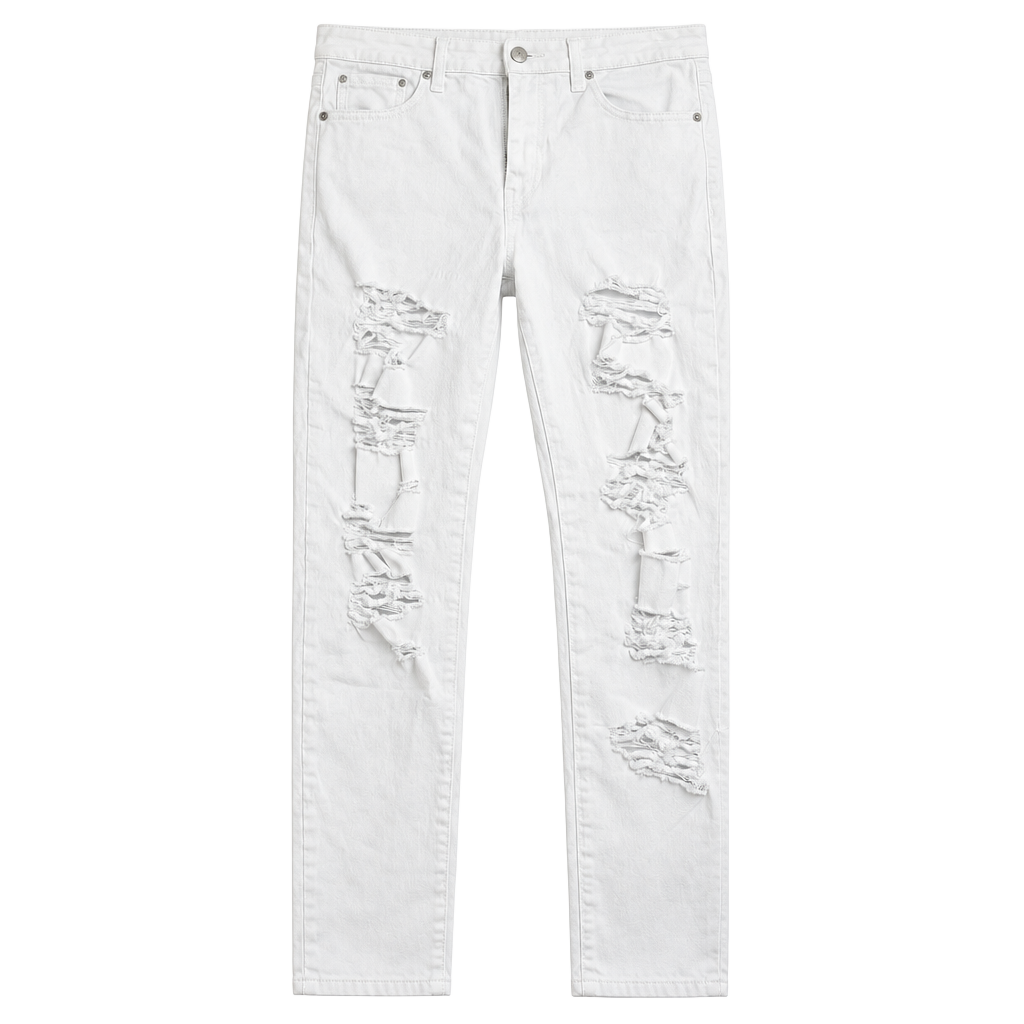 Smoke & Ash Distressed Slim Jeans 34x32 White Denim 1