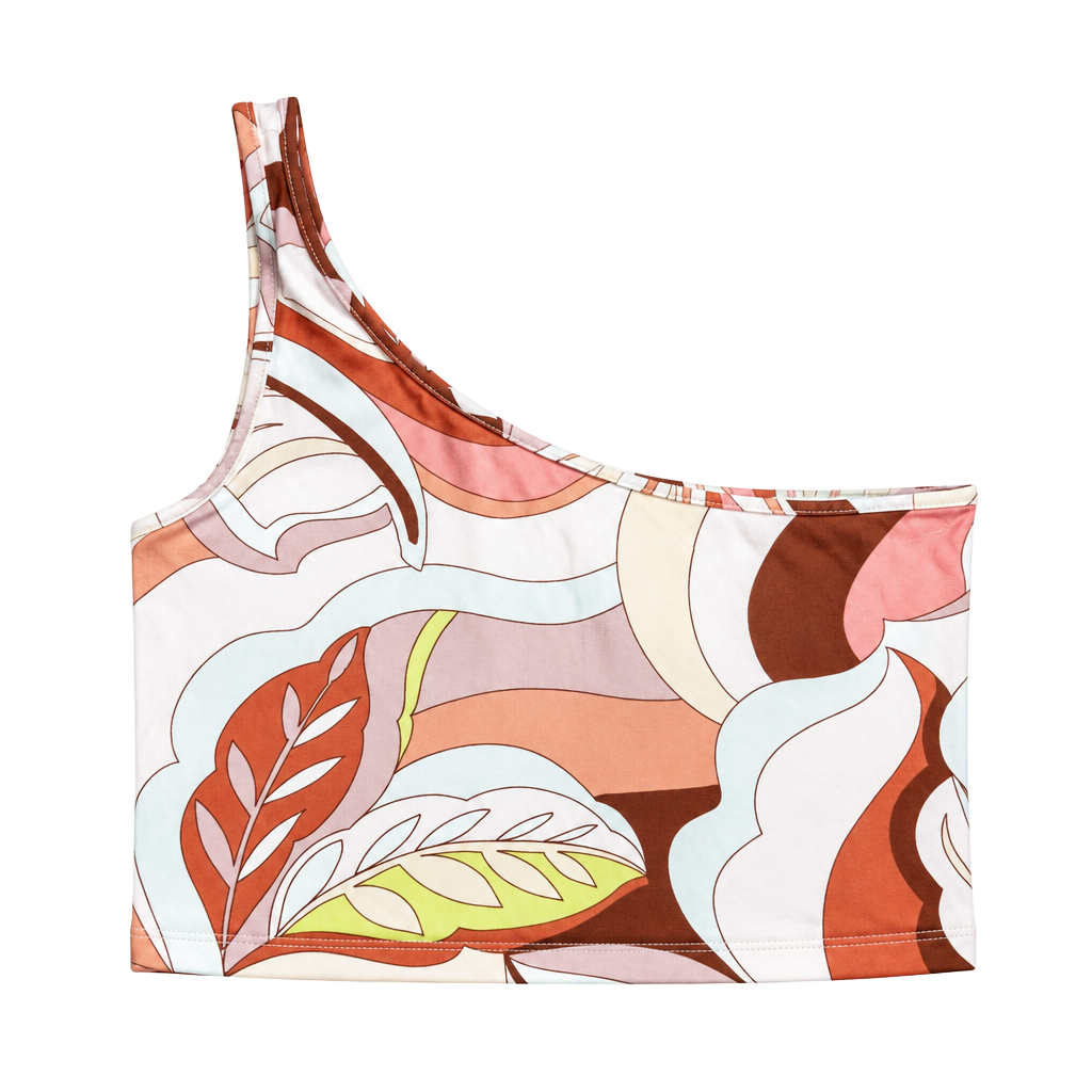 Abstract Leaf Print One Shoulder Crop Top From Forever 21 1
