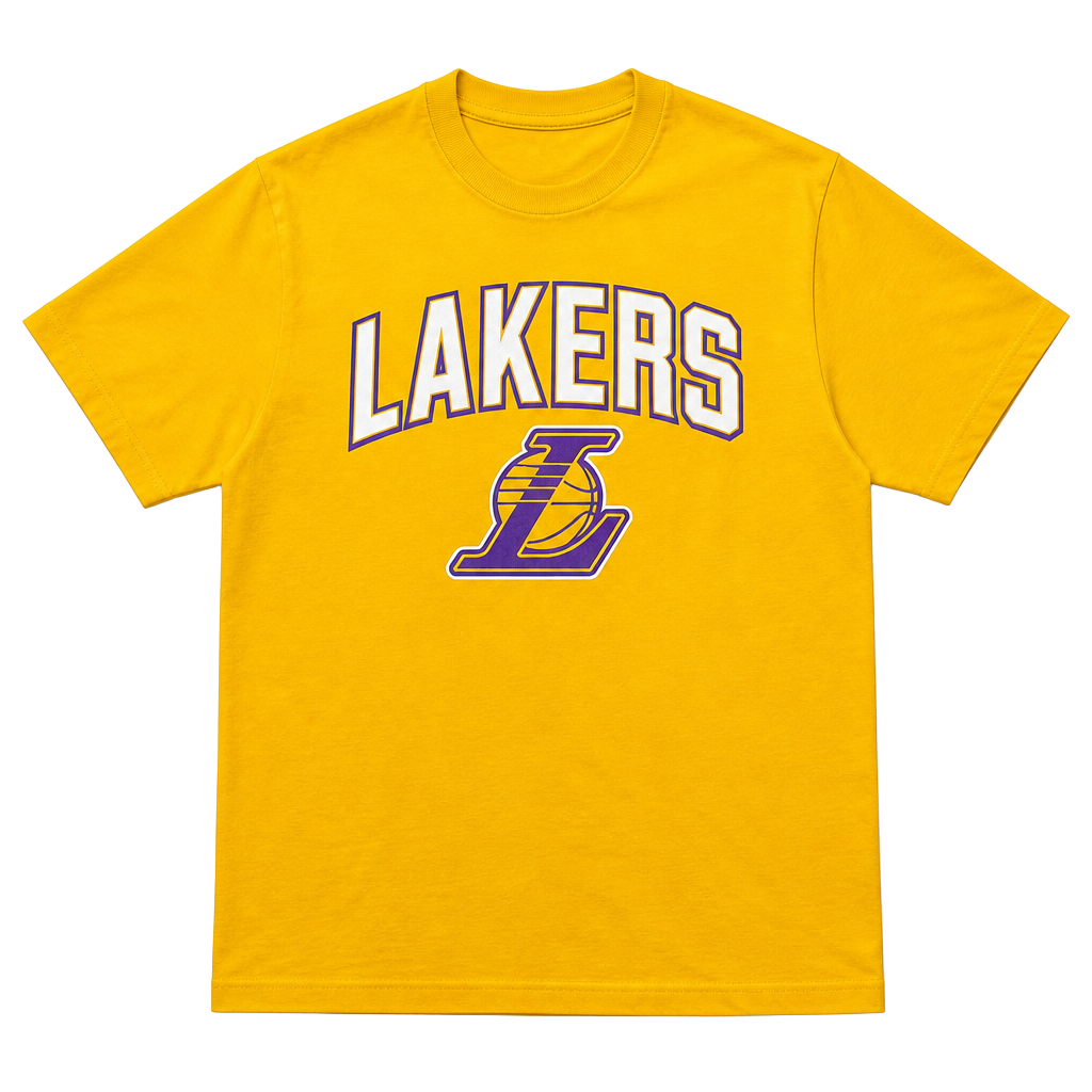 Los Angeles Lakers LeBron James #23 Yellow Graphic T-Shirt 1
