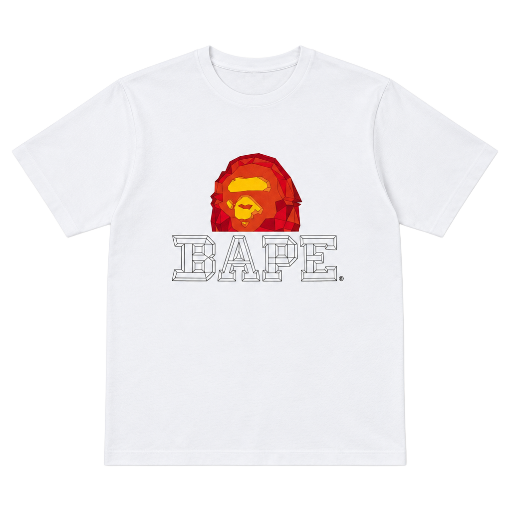 A Bathing Ape Polygon Ape Head Tee Size 2XL White 1