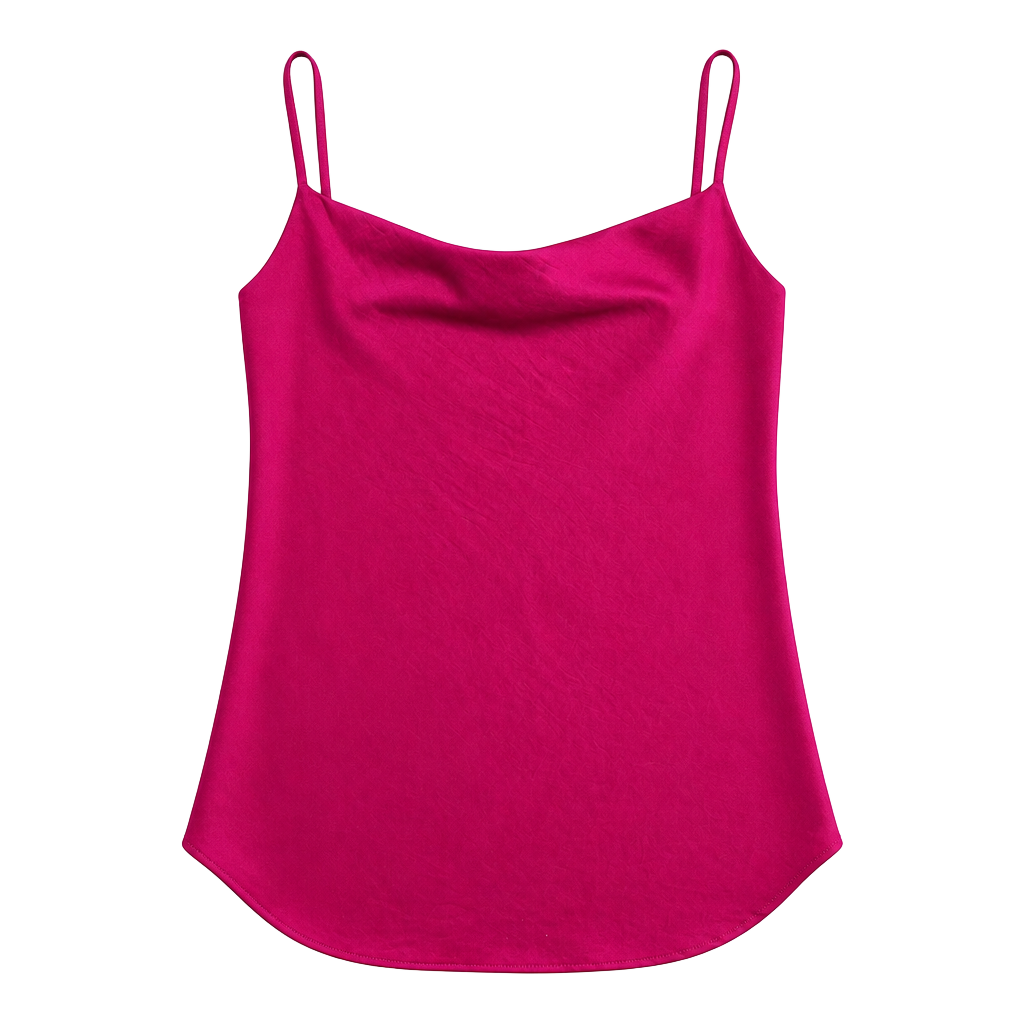 Karen Kane Fuchsia Satin Cowl Neck Camisole Top Size XS Made in the USA 1