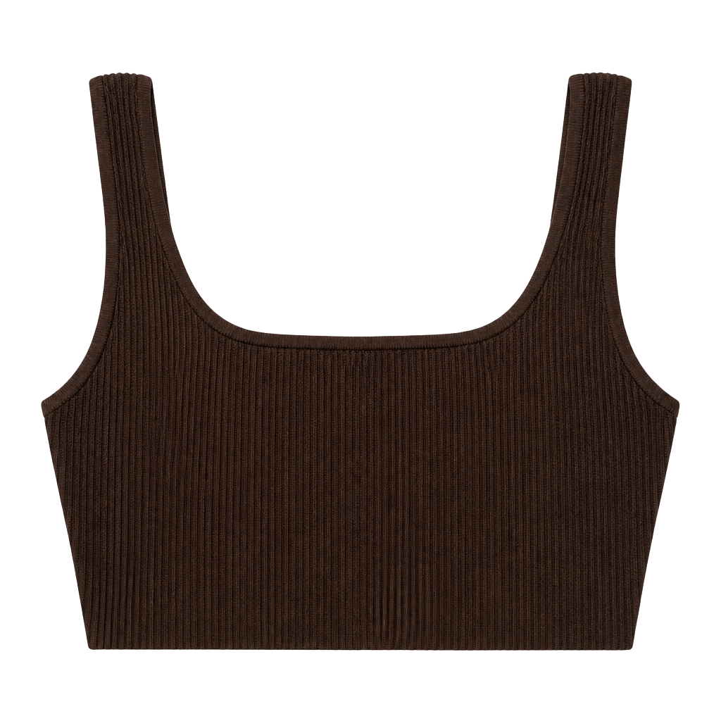 Babaton Sculpt Knit Squareneck Cropped Tank Brown XS 1