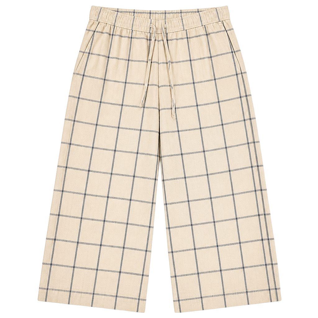 Madewell Plaid Drawstring Lounge Pajama Pants Cream Blue XS 1
