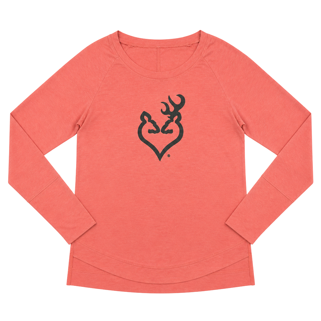 Browning Women's Long Sleeve Pink Double Buck Heart Graphic Shirt Size Large 1