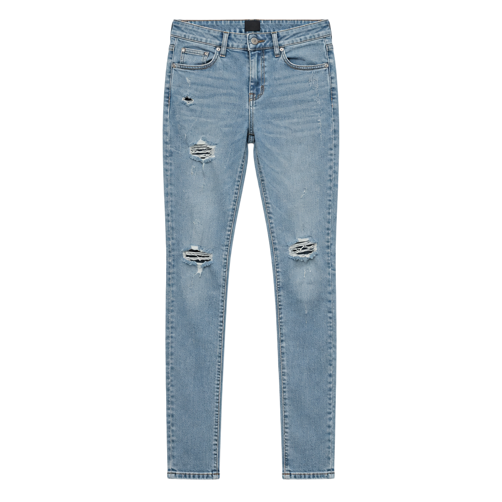 Fashion Nova Ripped Skinny Jeans Light Blue Distressed 1