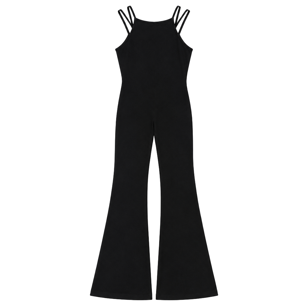 Black Strappy Cut-Out Wide Leg Jumpsuit 1