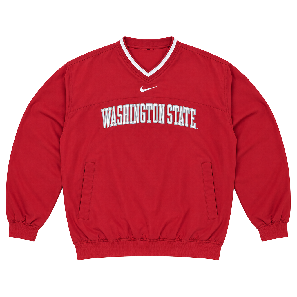 Nike Washington State Cougars Windbreaker Jacket Size L Red V-Neck Pullover 1