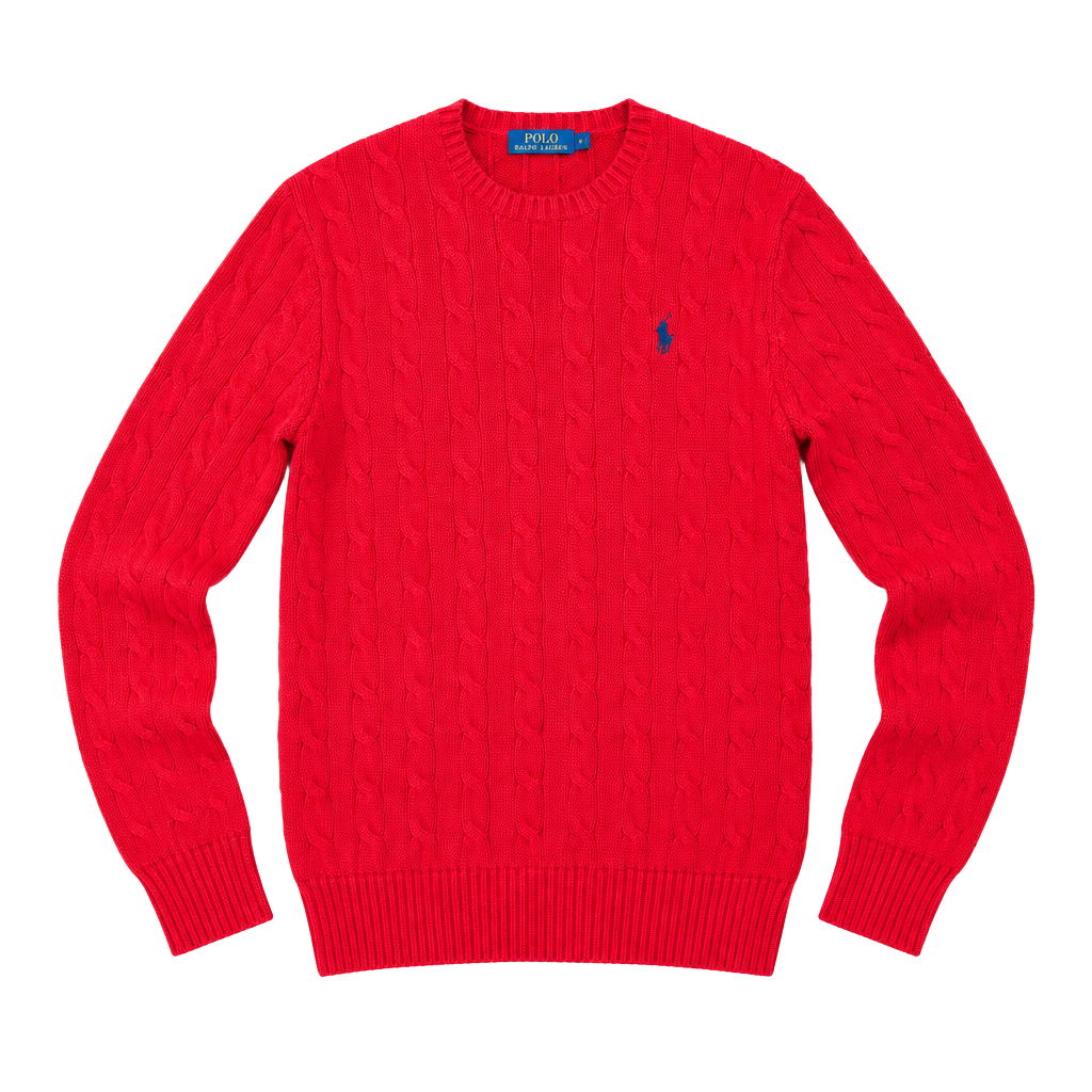 Polo Ralph Lauren Cable Knit Crew Neck Sweater Size S Red 1