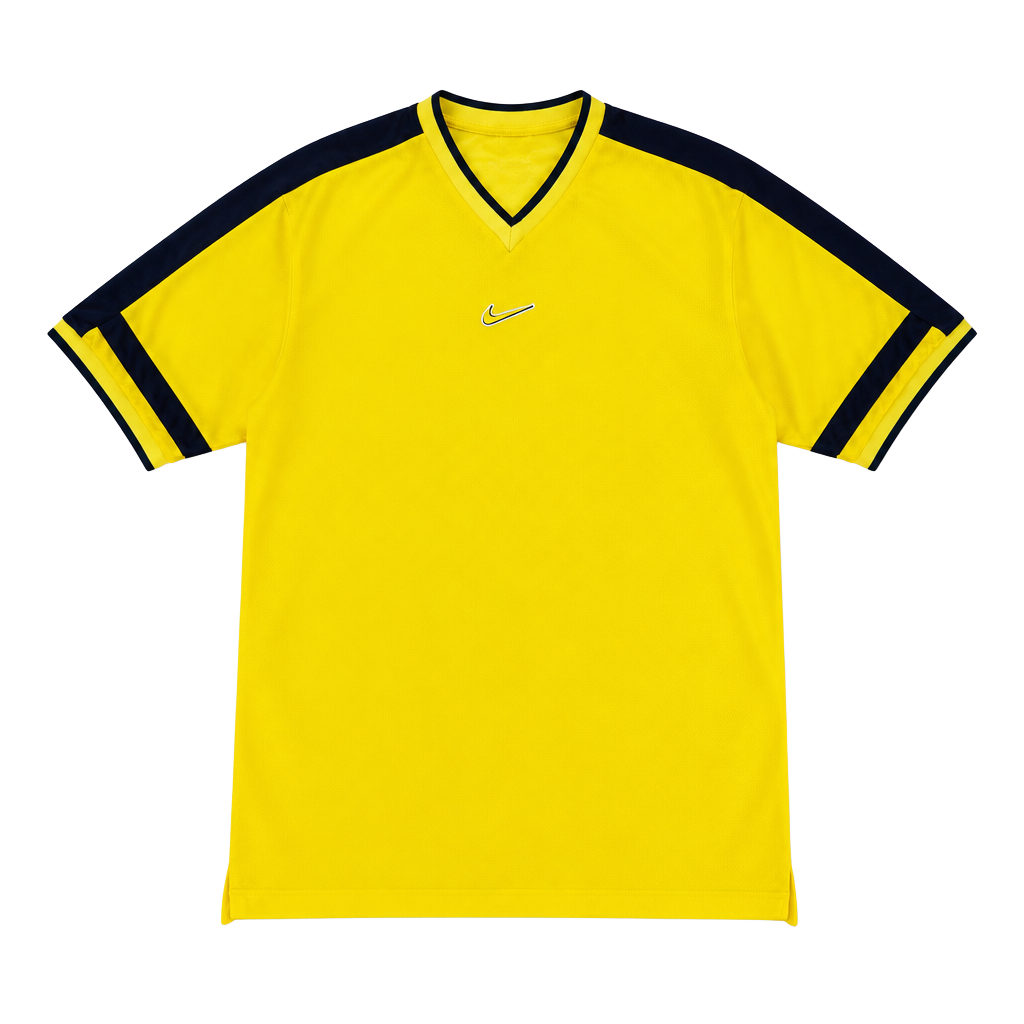 Nike Vintage V-Neck Jersey Size XXL Yellow Black Mini Swoosh 1