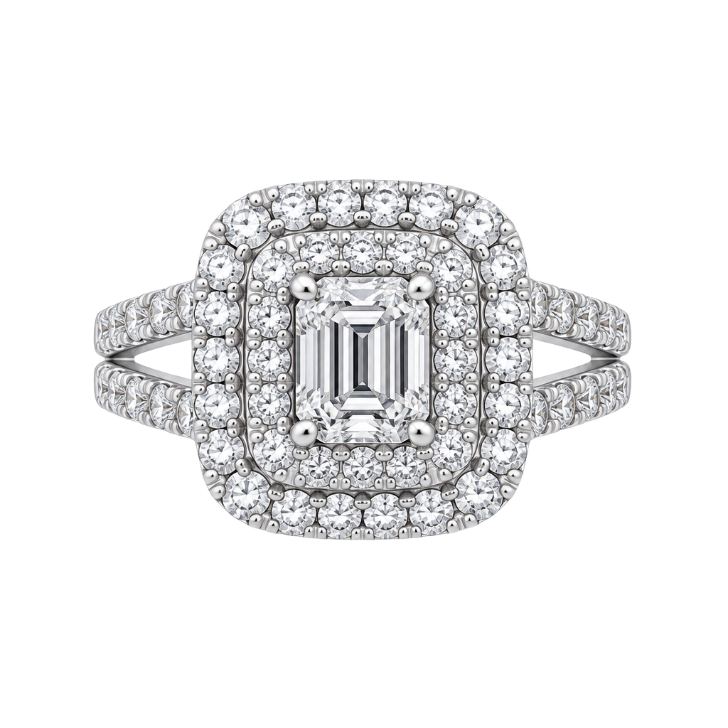 Fashion Square Zirconia Double Halo Ring 1