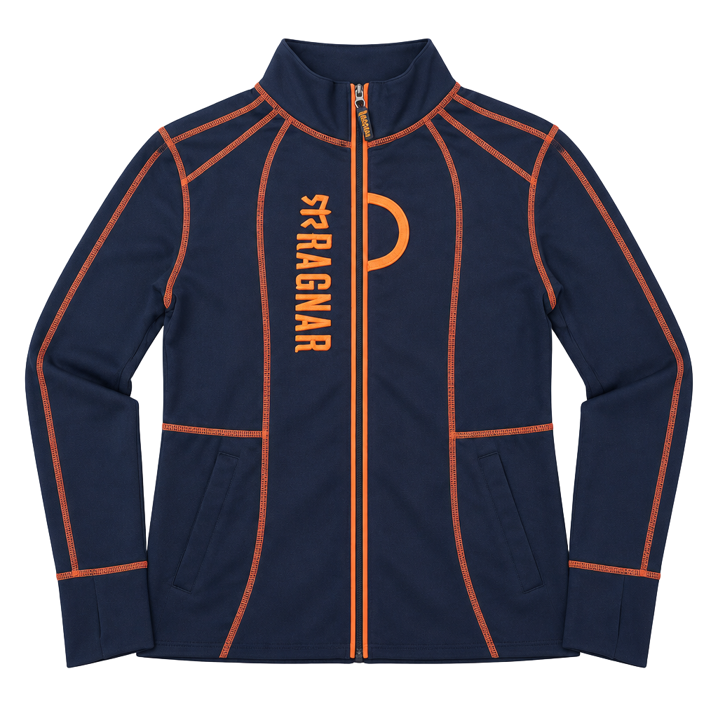 Ragnar Full Zip Jacket Medium Black Orange Contrast Stitching Athletic 1