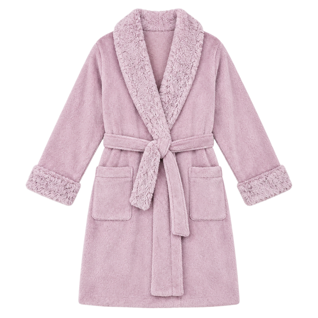 Carole Hochman Pink Faux Fur Trim Robe Medium Cozy Luxury Soft Lounge Core Gift 1
