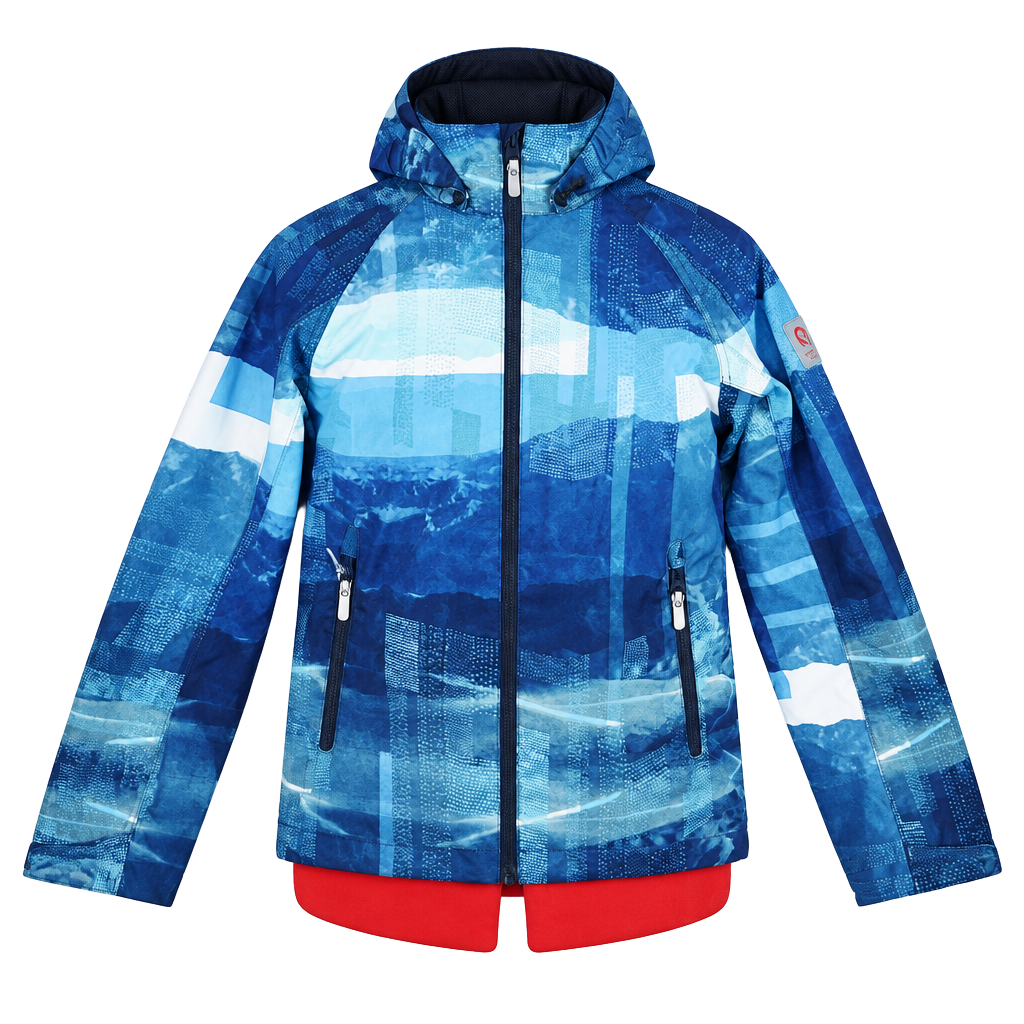 Reima Kids Waterproof Breathable Hooded Jacket Blue Abstract Print Approx 5T 1