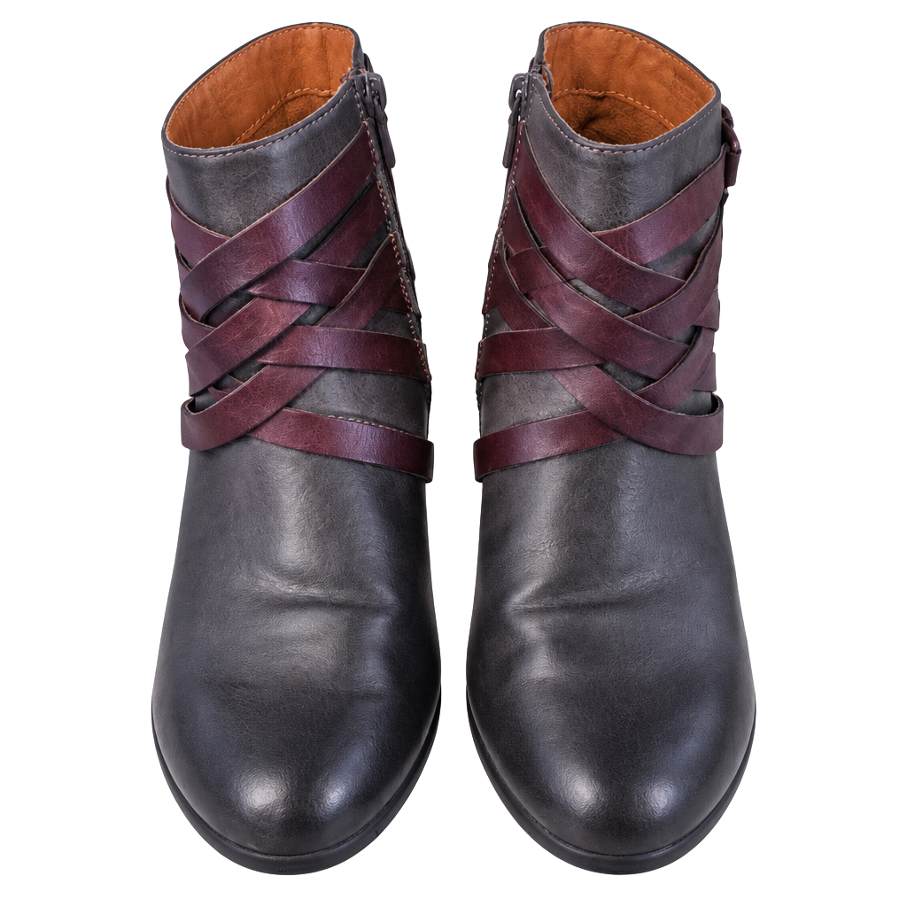 EuroSoft Phoebe Size 9.5M Ankle Boots Brown Strappy Buckles 1