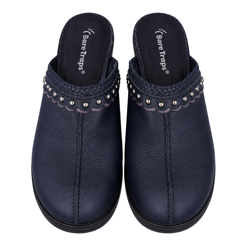 Bare Traps Studded Heeled Mules Black Leather Slip On Clogs 1
