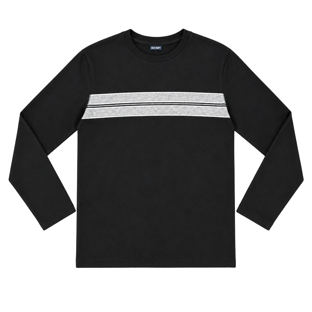 Vintage Y2K Old Navy Long Sleeve T-Shirt Size M Olive Green Black Striped 1